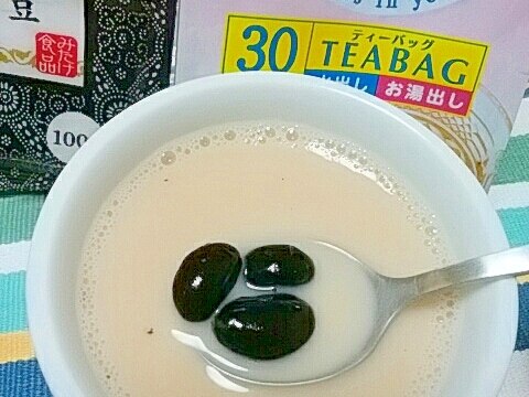 ホッと☆酒粕入り黒豆ジャスミンミルクティー♪